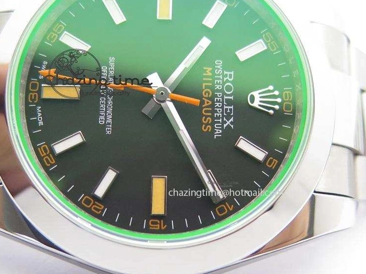 116400 On Bracelet 1:1 Green SS Black Sapphire SA3131 GV Milgauss JF Dial 0707